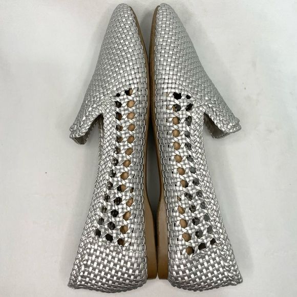 Women’s Birdies The Starling Silver Woven Slip On Vegan Leather Loafers - Picture 3 of 10